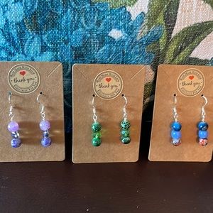 Earrings glass set of 3 925